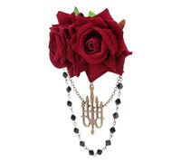 NUOBESTY Vintage Gothic Rose Brooch with Tassel in Red, Plastic and Alloy Decorative Accessory for Wedding and Special Occasions, Elegant Royal Court Style for Bridesmaids and Flower