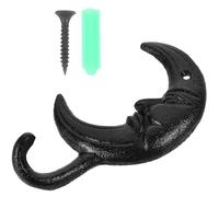 NUOBESTY Vintage Moon-Shaped Cast Iron Wall Hook Black Sturdy and Versatile Design Decorative Wall Hanging Hook for Home Storage and Organisation