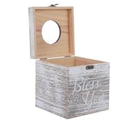 NUOBESTY Vintage Solid Wood Tissue Box Cover Rectangular 14.8x14.8x15.8cm Napkin Storage Holder for Bathroom Desktop Office Tissue Organizer