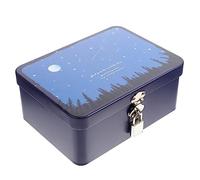 NUOBESTY Vintage Tinplate Storage Box with Lock 6.89X5.12X2.95In Small Lockable Tin Container for Jewelry Memory Keepsakes and Storage