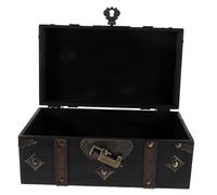 NUOBESTY Vintage Wooden Jewelry Box with Lock Spacious Trinket Organizer for Earrings Rings Pendants Retro Grey Storage Chest with Decorative Double Happiness Design for Home Bedroom Shop