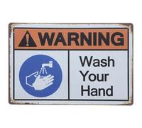 NUOBESTY Vinyl Sticker Caution Sign Please Wash Your Hands Sign Attention Grabbing Clean Reminder Iron Material for Restrooms and Public Places
