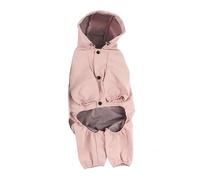NUOBESTY Waterproof Breathable Reflective Dog Raincoat Four-leg Pet Coat with Hood Pink L Size for Outdoor Walks and Rainy Weather