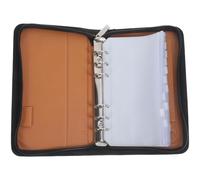 NUOBESTY Waterproof Pocket Pharmacy with Labels, PU Loose-Leaf Travel Medicine Organizer Pouch, Small Portable Pill Storage Case 8.27 x 5.12 Inches with 6 Zippered Compartments for Travel