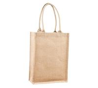 NUOBESTY Waterproof Reusable Jute Tote Bag 26x27x10cm with Laminated Burlap Material, Handheld Grocery Shopping Pouch for Vegetables and Outdoor Travel Storage