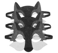 NUOBESTY Wolf Mask Animals Felt Half Face Mask Costume Decor Dress Up Party Favors 3pcs Grey