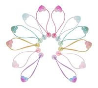 NUOBESTY Women’S Heart Bead Hair Ties 12Pcs Colorful Soft Woven Ball Elastics, High Elastic No-Damage Ponytail Holders for Parties and Dynamic Activities