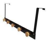 NUOBESTY Wooden Clothes Hook Black Iron Door Hanging Hook for Entryway | Retro Wood Texture, Smooth Surface, Easy Install without Tools, for Renters, Small Flats, Study Rooms