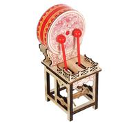 NUOBESTY Wooden Miniature Chinese Drum Figurine Table Drum Small Musical Instrument Micro Landscape Ornament for Home Décor Zen Garden DIY Craft