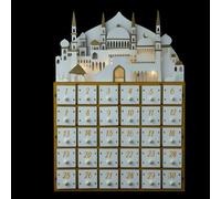 NUOBESTY Wooden Ramadan Countdown Calendar with LED Light, 30-Day Eid Advent Calendar with Small Drawers, Islamic Ramadan Desktop Decoration for Muslim Celebration