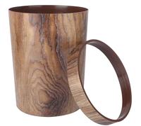 NUOBESTY Wooden Waste Paper Bin Retro Small Rectangular Dustbin for Bedroom Office Compact Garbage Container 12.4 Inch with PP Construction