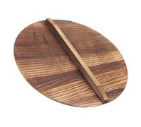 NUOBESTY Wooden Wok Lid with Ergonomic Handle Anti-spill Pot Cover for Household Cooking Natural Lightweight Steam Retaining Pan Protector Easy-grip Heat-resistant Wood Lid for Frying and