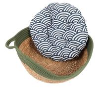 NUOBESTY Woven Rattan Cat Nest Small Green Double-ear Breathable Pet Bed with Cotton Pad, Summer Indoor Sleeping House for Cats and Dogs, 2pcs Set Random Style