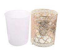 NUOBESTY Wrought Iron round Trash Can Metal Waste Basket | Lightweight Compact Design with Elegant Middle Eastern Patterns, Suitable for Office Workers and Apartment Residents
