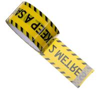 NUOBESTY Yellow Black Warning Tape 4.8Cm X 25M Adhesive Safety Caution Tape for Outdoor Use with “Please Keep a Safe Distance of 2 Metres”