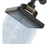 Nuodan High Pressure Rain Shower Head with Filtered - Square Showerhead Filter for Remove Chlorine and Harmful Substances, Improve Hair and Skin Problems, Matte Black