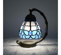 NUODITOS Blue Butterfly Tiffany Lamp Small Stained Glass Accent Night Light Retro Unique Nightstand Light Mini Bedside Table Lamp for Home Decor Bedroom Living Room Boys Girls Christmas Gifts