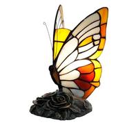NUODITOS Butterfly Tiffany Lamp Stained Glass Bedside Table Lamp Small Accent Night Light for Living Bedroom Colorful Rustic Tiffany Style Animal Desk Lamp for Home Decoration