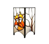 NUODITOS Orange Foxes Animal Night Light Small Tiffany Style Stained Glass Table lamp Mini Retro Accent Light Unique Hand-Made Bedside Lamp for Home Decor Boys Girls Gifts