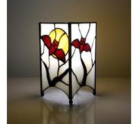 NUODITOS Red Bat Small Night Light Tiffany Style Stained Glass Table lamp Mini Retro Accent Light Unique Hand-Made Bedside Lamp for Home Decor Boys Girls Gifts