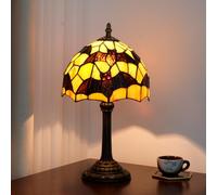 NUODITOS Tiffany Black Bat Stained Glass Table Lamp Handmade Bedside Table Night Unique Cute Accent Nightstand Light Antique Art Craft Gifts Lamp for Home Office Dormitory Bar Decorate