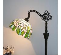 NUODITOS Tiffany Floor Lamp Pink Orange Tulips Stained Glass Reading Floor Lamp with Adjustable Lampshade Tiffany Style Corner Standing Light for Bedroom Living Room Office (Bulb Included)