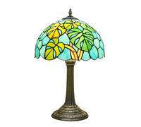 NUODITOS Tiffany Lamp Monstera Deliciosa Style Stained Glass Table Lamp Vintage Monstera Swiss Cheese Plant Bedroom Bedside Light for Home Dorm Office Art Craft Antique Decor 12x12x19 Inches