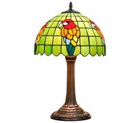 NUODITOS Tiffany Lamp Parrot Green Bedroom Table Lamp Stained Glass Reading Bedside Light for Home Living Room Office Dormitory Dining Room Decorate 12X12X19 inch Desk Light Include LED Bulb