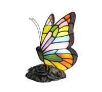 NUODITOS Tiffany Style Butterfly Lamp Colorful Stained Glass Table Lamp Small Nightstand Light for Girls Grandma Mothers Day Gifts