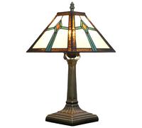 NUODITOS Tiffany Style Table Lamp Mission Design Stained Glass Lamp Vintage Handmade Nightstand Lamp with LED Bulbs Included for Home Living Room Bedroom Office