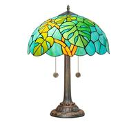 NUODITOS Tiffany Table Lamp Monstera Deliciosa Stained Glass Lamp Antique 16 inch Monstera Swiss Cheese Plant Handmade Large Desk Light for Home Living Room Bedroom Office