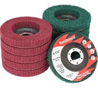 NuoDunco 10Pcs 180# & 320# Nylon Fiber Flap Disc Set, 4-1/2" Abrasive Buffing Polishing Wheel, Scouring Pad Grinding Discs for Angle Grinder, Water and Oil Resistant