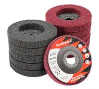 NuoDunco 10Pcs 320 & 600 Grit Scour Flap Disc 4 1/2 Inch Angle Grinder Attachment for Metal & Wood Scouring Pad Polishing Sanding Disc Paint Rust Remover Wheel