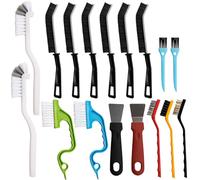 NuoDunco 17 Pcs Small Crevice Cleaning Brush Set, Multifunctional Groove Gap Cleaning Tool for Cleaning Kitchen,Bathroom, Corner, Grout, Sink,Door,Window Track,Cup