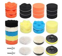 NuoDunco 31Pcs Car Polishing Kit Buffing Wheels for Drill, 3 Inch Sponge Wool Buffing Pads Foam Polish Pads Polisher Attachment for Auto Body Repair Polishing Detailing Tools