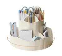 NUODWELL Modern Functional 360° Rotating Pen Pencil Holder Desk Organiser, 11 Compartments, White