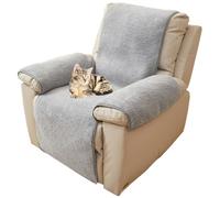 NUODWELL Recliner Chair Cover, Chair Cover for Recliner Armchairs | Thick Lamb Faux, Non-Slip, Washable, 1 Seat Super Soft Furniture Protector Cover for Kids and Pets (Light grey, 76 * 231cm)