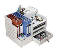 NUODWELL White Desktop Organiser, Large Capacity Desk File Organiser Office Stationery Desk Tidy Storage Rack Sorter for A4 Papers, Pens, Books, Letters and Documents (PB07-2)