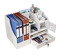 NUODWELL White Desktop Organiser, Large Capacity Desk File Organiser Office Stationery Desk Tidy Storage Rack Sorter for A4 Papers, Pens, Books, Letters and Documents (PB02)