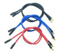 Nuofan 6PCS 3.5mm Banana Gold Bullet Connector Extension Cable for RC Brushless Motor ESC Extension Cable Wire RC Car Boat Parts (16AWG 30CM) (3.5mm esc extension cable)