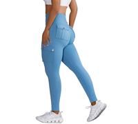 Nuofengkudu Cargo Leggings Womens with Pockets High Waisted Stretch Tummy Control Soft Fitness Gym 7/8 Length Workout Sports Opaque Push up Athletic Running Yoga Pants Y-Sky Blue L