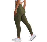 Nuofengkudu Cargo Leggings Womens with Pockets High Waisted Tummy Control Soft Fitness Gym Workout Combat Sports Opaque Push up Athletic Running Ladies Stretch Yoga Pants Y-Army Green XL