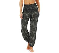 Nuofengkudu Harem Baggy Trousers for Women UK with Pockets Hippy Boho Patterned Ethnic Elasticated High Waist Soft Relaxed Capri Lounge Yoga Pants Walking Summer Beach Holiday,Y-Pattern C