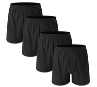Nuofengkudu Loose Boxer Shorts for Men Cotton Stretch Waistband Mid-Rise Tagless Comfortable Breathable Hipster Pants Unisex Sleeping Pajama Solid Comfy Underwear 4 Pack Black 3XL