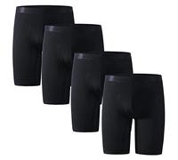 Nuofengkudu Mens Mesh Large Underwear Anti Chafing Cool Long Leg Boxer Briefs Ice Silk Soft Bulge Support Stretch Breathable Moisture Wicking Quick Dry Lightweight Comfy Underpants 4 Pack-Black 4XL