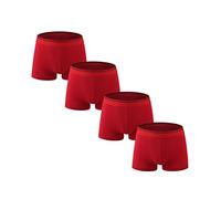 Nuofengkudu Men's Seamless Cotton Large Boxer Trunks Briefs U Pouch Stretch Classic Cozy Soft Solid 4 Pack Teen Boy Underwear Daily(Red,8XL)