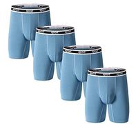 Nuofengkudu Micro Modal Mens Boxers Shorts Seamless Fronts U Pouch Long Leg Underwear Anti Chafing Breathable Soft Large Longer Boxer Briefs Elastic Waistband Sports Travel Underpants Blue 4XL