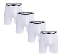 Nuofengkudu Micro Modal Mens Boxers Shorts Seamless Long Leg Underwear Fronts U Pouch Anti Chafing Breathable Soft Longer Boxer Briefs Elastic Waistband Sports Travel Underpants White M