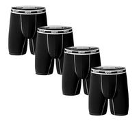 Nuofengkudu Micro Modal Mens Boxers Shorts Seamless Long Leg Underwear Fronts U Pouch Anti Chafing Breathable Soft Longer Boxer Briefs Elastic Waistband Sports Travel Underpants Black L