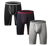 Nuofengkudu Pack of 3 & 4 Men's Long Leg Boxer Shorts Briefs Cotton Multipack Open Fly Pouch Sports Underpants Underwear Assorted